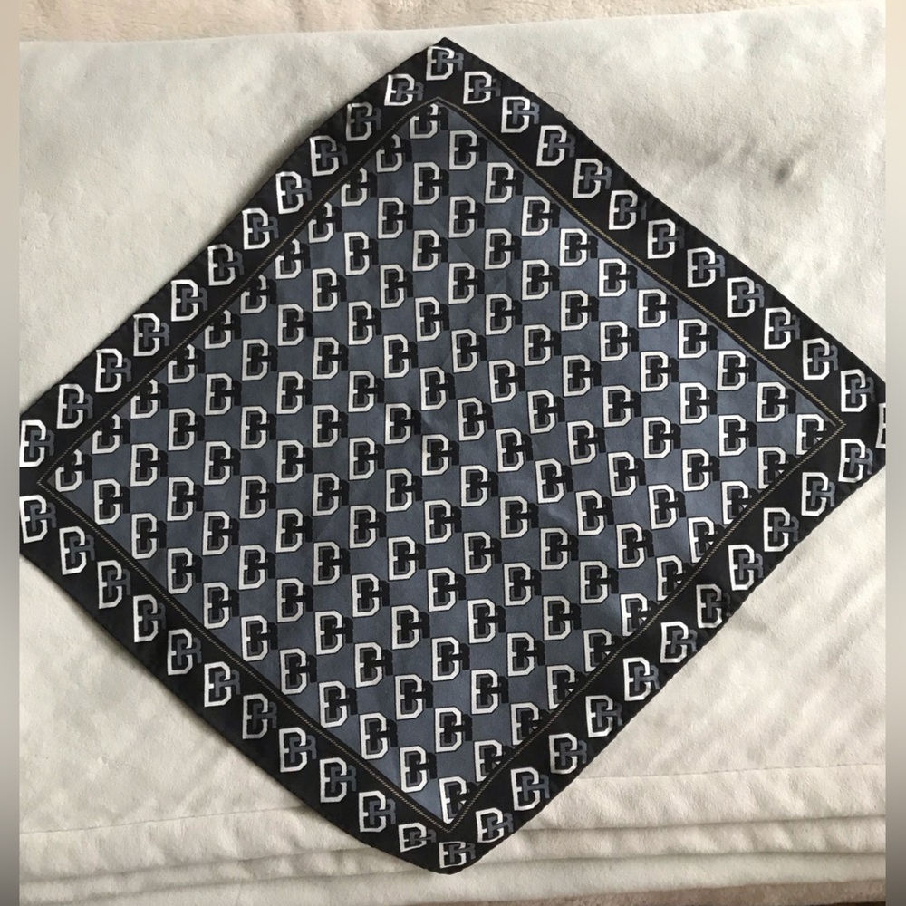 Banana Republic Black & Gray Monogram Silk Scarf